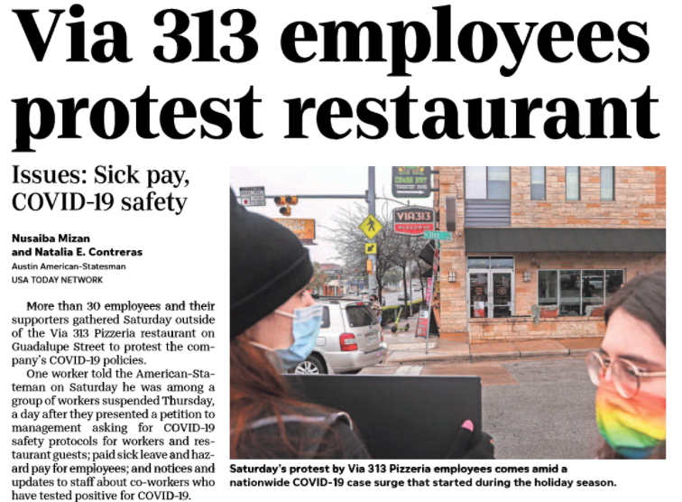 via 313 employee protests